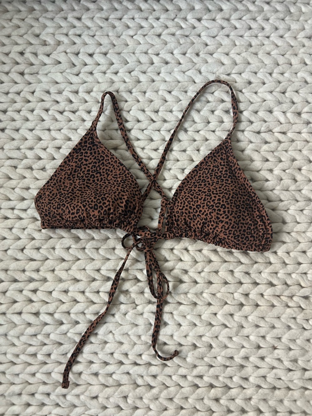 Xhilaration Brown Leopard Triangle Bikini Top